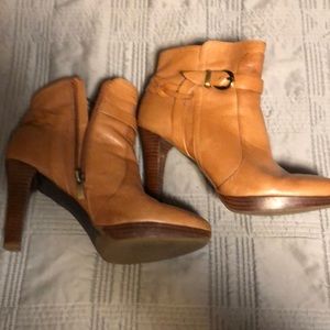 Camel color leather booties